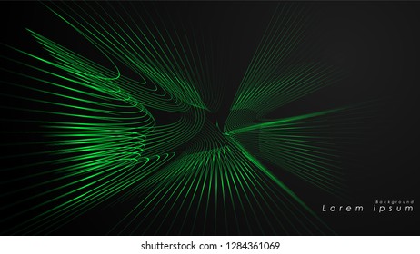 Abstract background of wavy futuristic green lines. The green line forms the background of the abstract vector