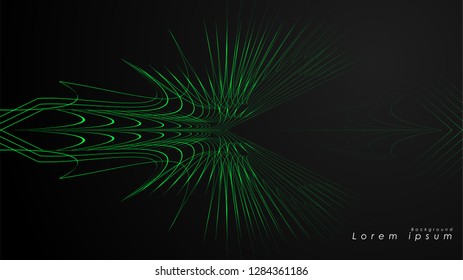 Abstract background of wavy futuristic green lines. The green line forms the background of the abstract vector