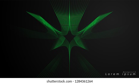 Abstract background of wavy futuristic green lines. The green line forms the background of the abstract vector