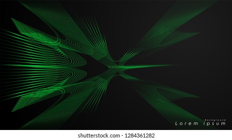 Abstract background of wavy futuristic green lines. The green line forms the background of the abstract vector
