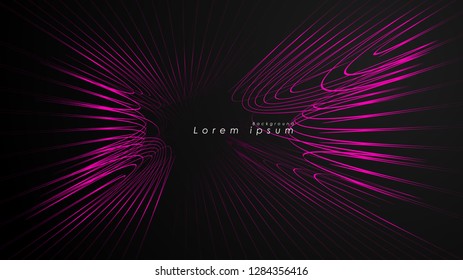 Abstract background of wavy futuristic pink lines. The pink line forms the background of the abstract vector