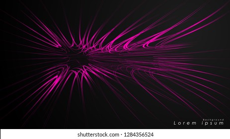 Abstract background of wavy futuristic pink lines. The pink line forms the background of the abstract vector