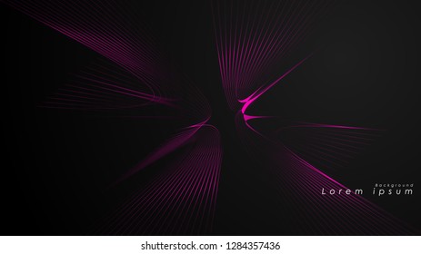 Abstract background of wavy futuristic pink lines. The pink line forms the background of the abstract vector