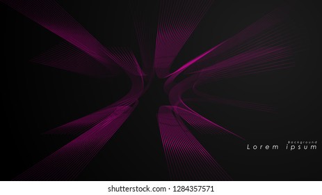 Abstract background of wavy futuristic pink lines. The pink line forms the background of the abstract vector