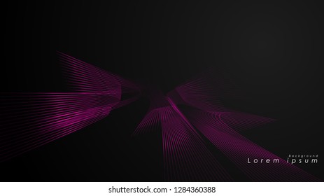Abstract background of wavy futuristic pink lines. The pink line forms the background of the abstract vector