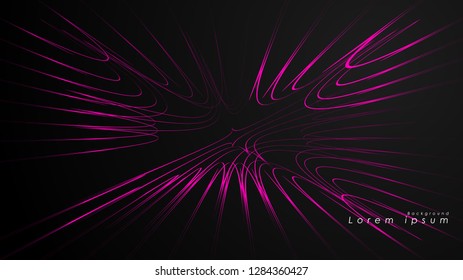 Abstract background of wavy futuristic pink lines. The pink line forms the background of the abstract vector