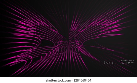Abstract background of wavy futuristic pink lines. The pink line forms the background of the abstract vector