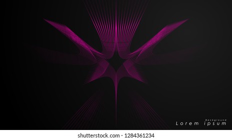 Abstract background of wavy futuristic pink lines. The pink line forms the background of the abstract vector