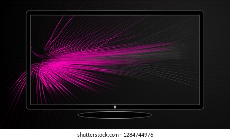 Abstract background of wavy futuristic pink lines. The pink line forms the background of the abstract vector