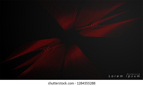 Abstract background of wavy futuristic red lines. The red line forms the background of the abstract vector