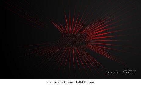 Abstract background of wavy futuristic red lines. The red line forms the background of the abstract vector