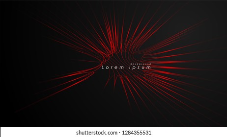 Abstract background of wavy futuristic red lines. The red line forms the background of the abstract vector