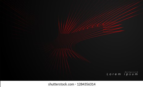 Abstract background of wavy futuristic red lines. The red line forms the background of the abstract vector