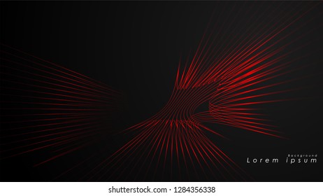 Abstract background of wavy futuristic red lines. The red line forms the background of the abstract vector
