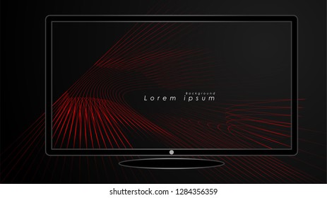 Abstract background of wavy futuristic red lines. The red line forms the background of the abstract vector