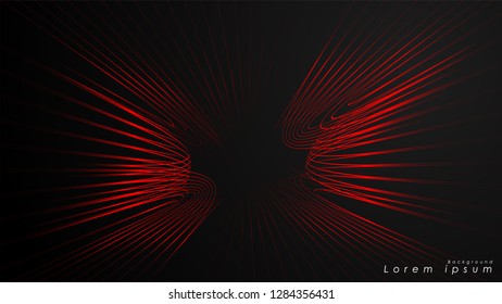 Abstract background of wavy futuristic red lines. The red line forms the background of the abstract vector