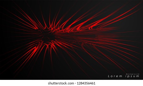 Abstract background of wavy futuristic red lines. The red line forms the background of the abstract vector