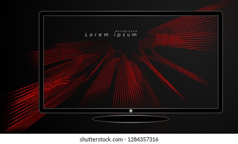 Abstract background of wavy futuristic red lines. The red line forms the background of the abstract vector