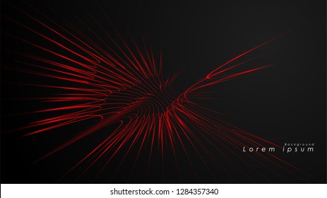 Abstract background of wavy futuristic red lines. The red line forms the background of the abstract vector