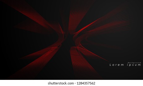 Abstract background of wavy futuristic red lines. The red line forms the background of the abstract vector