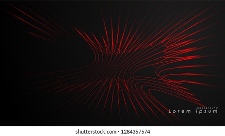 Abstract background of wavy futuristic red lines. The red line forms the background of the abstract vector
