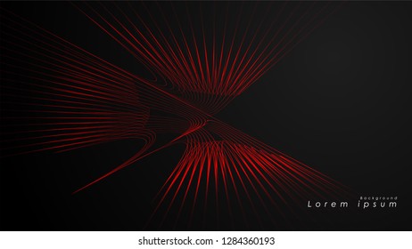 Abstract background of wavy futuristic red lines. The red line forms the background of the abstract vector