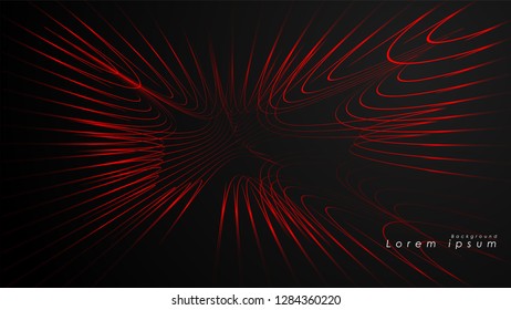 Abstract background of wavy futuristic red lines. The red line forms the background of the abstract vector