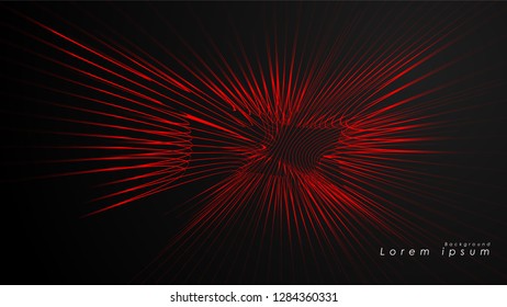 Abstract background of wavy futuristic red lines. The red line forms the background of the abstract vector