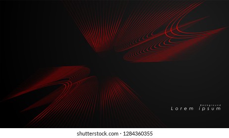Abstract background of wavy futuristic red lines. The red line forms the background of the abstract vector
