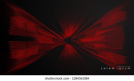 Abstract background of wavy futuristic red lines. The red line forms the background of the abstract vector