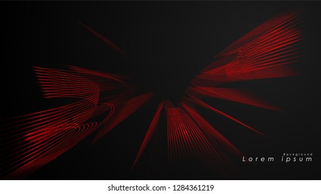 Abstract background of wavy futuristic red lines. The red line forms the background of the abstract vector