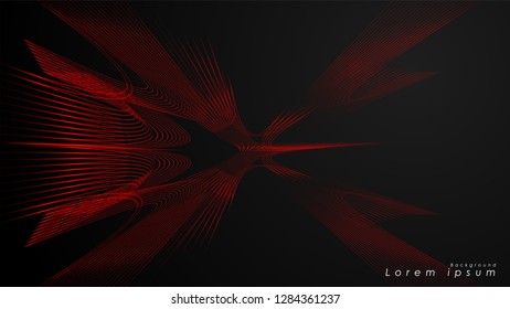 Abstract background of wavy futuristic red lines. The red line forms the background of the abstract vector