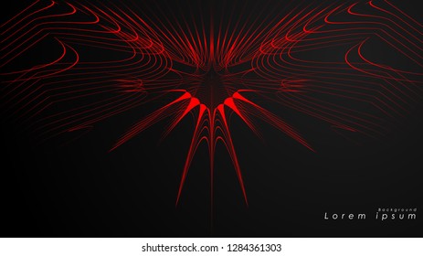 Abstract background of wavy futuristic red lines. The red line forms the background of the abstract vector