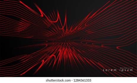 Abstract background of wavy futuristic red lines. The red line forms the background of the abstract vector