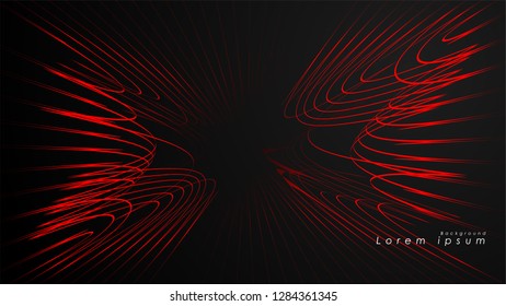 Abstract background of wavy futuristic red lines. The red line forms the background of the abstract vector