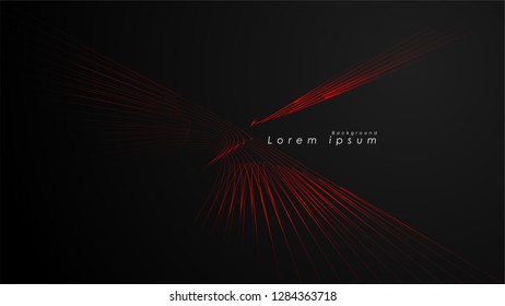 Abstract background of wavy futuristic red lines. The red line forms the background of the abstract vector