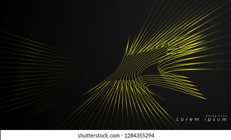 Abstract background of wavy futuristic yellow lines. The yellow line forms the background of the abstract vector