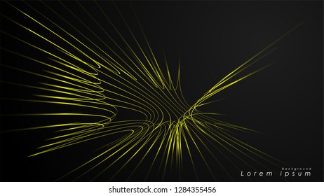Abstract background of wavy futuristic yellow lines. The yellow line forms the background of the abstract vector