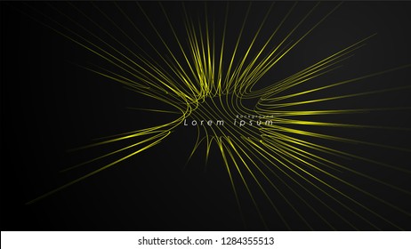 Abstract background of wavy futuristic yellow lines. The yellow line forms the background of the abstract vector