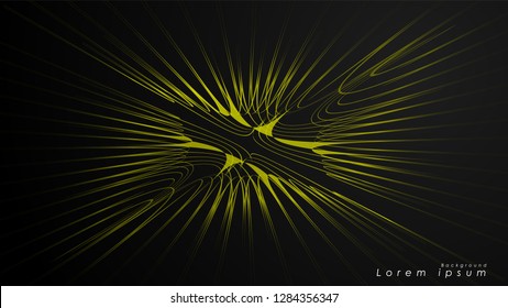 Abstract background of wavy futuristic yellow lines. The yellow line forms the background of the abstract vector