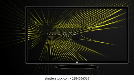 Abstract background of wavy futuristic yellow lines. The yellow line forms the background of the abstract vector