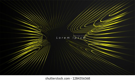 Abstract background of wavy futuristic yellow lines. The yellow line forms the background of the abstract vector