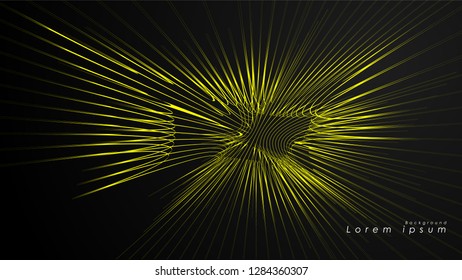 Abstract background of wavy futuristic yellow lines. The yellow line forms the background of the abstract vector