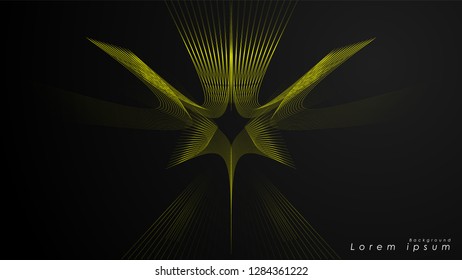 Abstract background of wavy futuristic yellow lines. The yellow line forms the background of the abstract vector