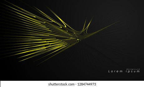 Abstract background of wavy futuristic yellow lines. The yellow line forms the background of the abstract vector