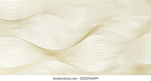 abstrakter Hintergrund mit gewellten goldenen Linien. Vektorgrafik
