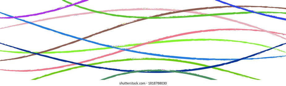 Abstract background of wavy intertwining colored lines on white