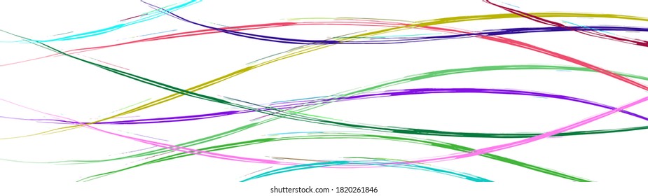 Abstract background of wavy intertwining colored lines on white