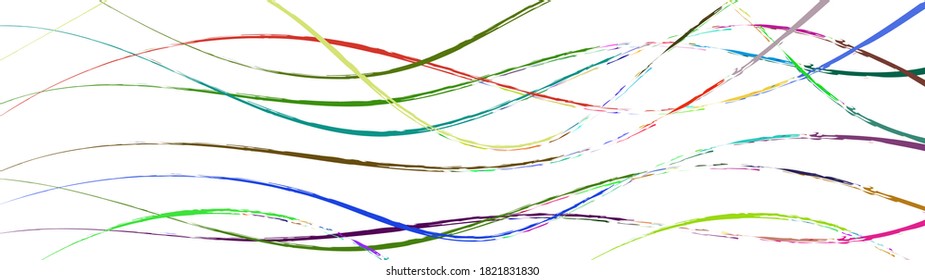 Abstract background of wavy intertwining colored lines on white