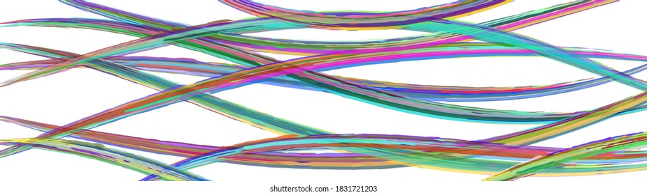Abstract background of wavy intertwining colored lines on white